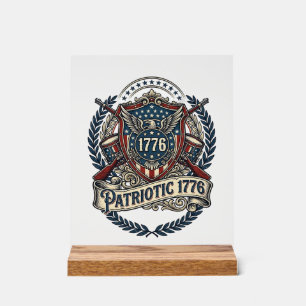 Patriotic Battle Shield 1776 Military Inspired Sym Acrylic Sign