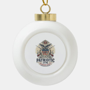 Patriotic Battle Shield 1776 Military Inspired Sym Ceramic Ball Christmas Ornament