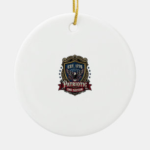 Patriotic Battle Shield 1776 Military Inspired Sym Ceramic Ornament