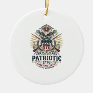 Patriotic Battle Shield 1776 Military Inspired Sym Ceramic Ornament