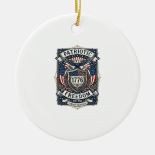 Patriotic Battle Shield 1776 Military Inspired Sym Ceramic Ornament