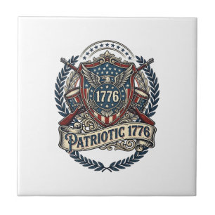 Patriotic Battle Shield 1776 Military Inspired Sym Ceramic Tile