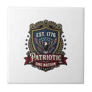 Patriotic Battle Shield 1776 Military Inspired Sym Ceramic Tile
