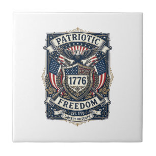 Patriotic Battle Shield 1776 Military Inspired Sym Ceramic Tile