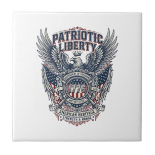 Patriotic Battle Shield 1776 Military Inspired Sym Ceramic Tile