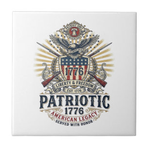 Patriotic Battle Shield 1776 Military Inspired Sym Ceramic Tile