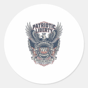 Patriotic Battle Shield 1776 Military Inspired Sym Classic Round Sticker