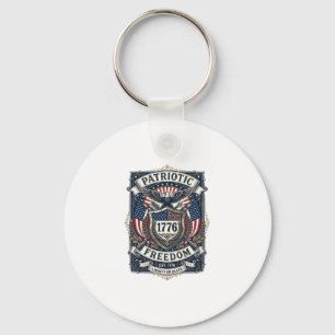 Patriotic Battle Shield 1776 Military Inspired Sym Key Ring