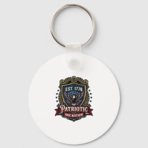 Patriotic Battle Shield 1776 Military Inspired Sym Key Ring