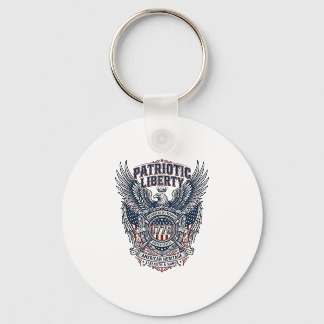 Patriotic Battle Shield 1776 Military Inspired Sym Key Ring (Front)