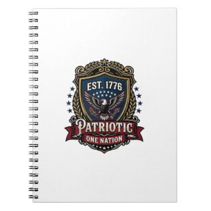 Patriotic Battle Shield 1776 Military Inspired Sym Notebook