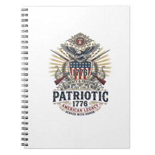 Patriotic Battle Shield 1776 Military Inspired Sym Notebook