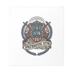 Patriotic Battle Shield 1776 Military Inspired Sym Notepad