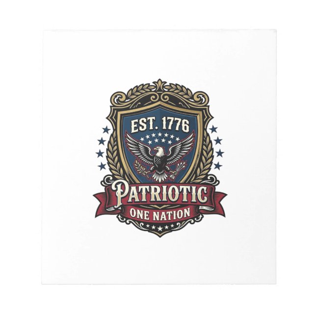 Patriotic Battle Shield 1776 Military Inspired Sym Notepad (Front)