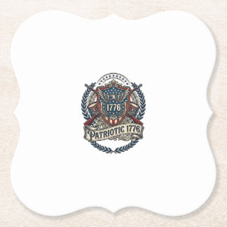 Patriotic Battle Shield 1776 Military Inspired Sym Paper Coaster