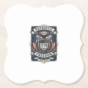 Patriotic Battle Shield 1776 Military Inspired Sym Paper Coaster