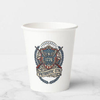 Patriotic Battle Shield 1776 Military Inspired Sym Paper Cups