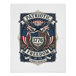 Patriotic Battle Shield 1776 Military Inspired Sym Poster