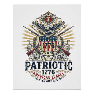 Patriotic Battle Shield 1776 Military Inspired Sym Poster