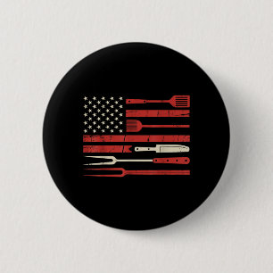 Patriotic Bbq Grill Tools Aamerican Flag Graphic 6 Cm Round Badge