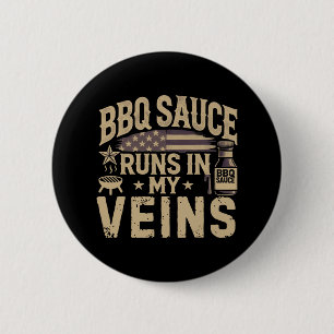 Patriotic Bbq Smoker Meat Smoking Usa Grilling Byr 6 Cm Round Badge