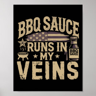 Patriotic Bbq Smoker Meat Smoking Usa Grilling Byr Poster