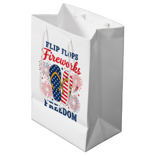 Patriotic beach July 4th party flip flop  Medium Gift Bag