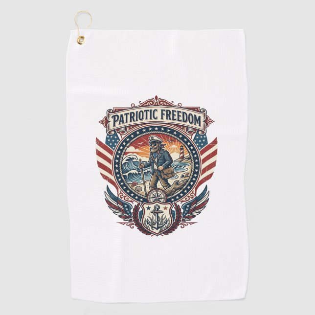 Patriotic Beachcomber Vector Graphic Tee_1 Golf Towel (Front)