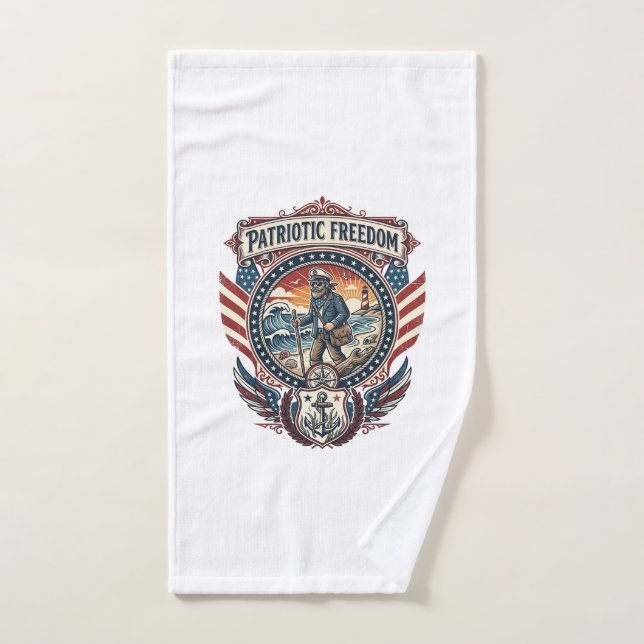 Patriotic Beachcomber Vector Graphic Tee_1 Hand Towel (Hand Towel)