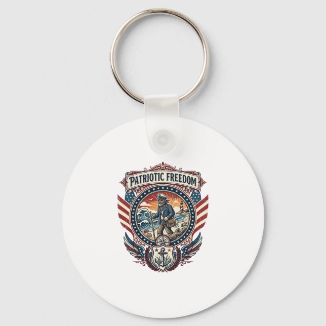 Patriotic Beachcomber Vector Graphic Tee_1 Key Ring (Front)