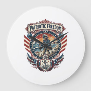Patriotic Beachcomber Vector Graphic Tee_1 Large Clock