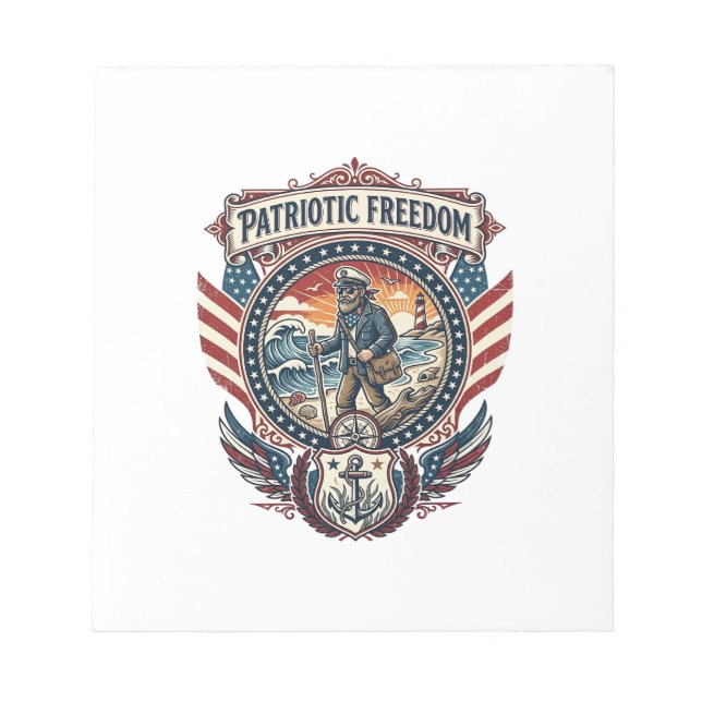 Patriotic Beachcomber Vector Graphic Tee_1 Notepad (Front)
