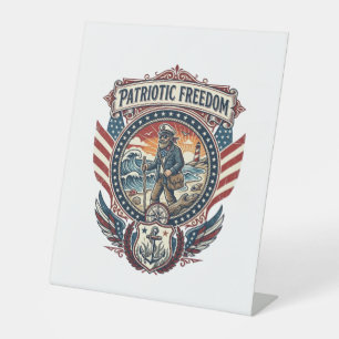 Patriotic Beachcomber Vector Graphic Tee_1 Pedestal Sign