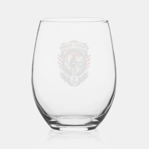 Patriotic Beachcomber Vector Graphic Tee_1 Stemless Wine Glass
