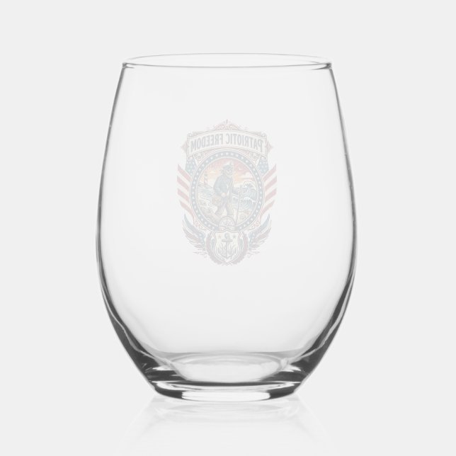 Patriotic Beachcomber Vector Graphic Tee_1 Stemless Wine Glass (Front)