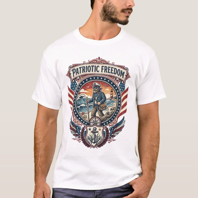 Patriotic Beachcomber Vector Graphic Tee_1 T-Shirt (Front)