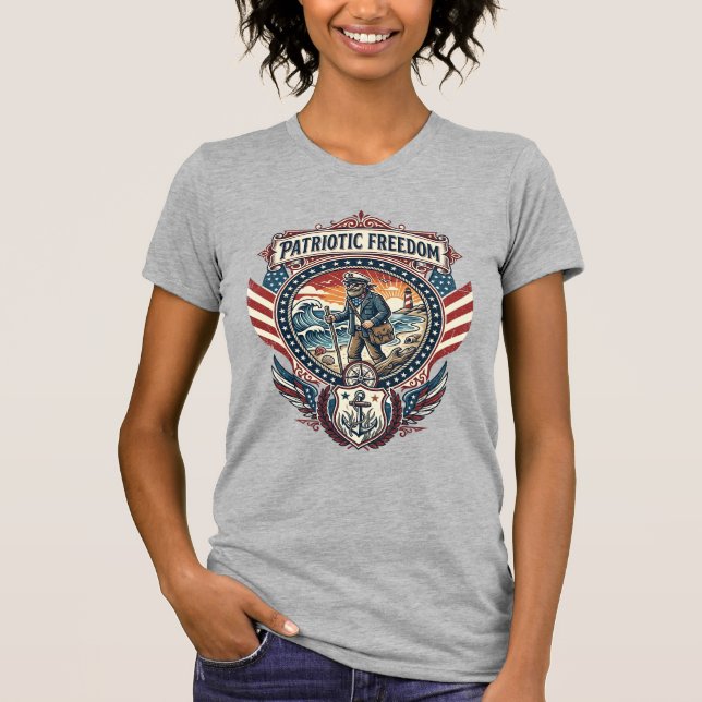 Patriotic Beachcomber Vector Graphic Tee_1 T-Shirt (Front)