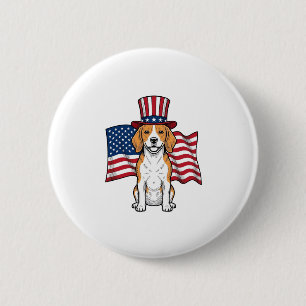 Patriotic Beagle Dog Flag Vintage Engraving Design 6 Cm Round Badge