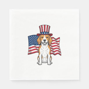 Patriotic Beagle Dog Flag Vintage Engraving Design Napkin