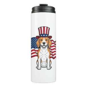 Patriotic Beagle Dog Flag Vintage Engraving Design Thermal Tumbler