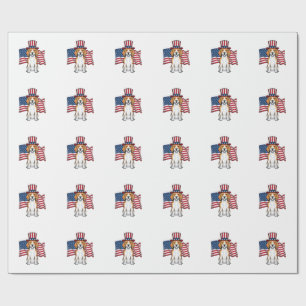Patriotic Beagle Dog Flag Vintage Engraving Design Wrapping Paper