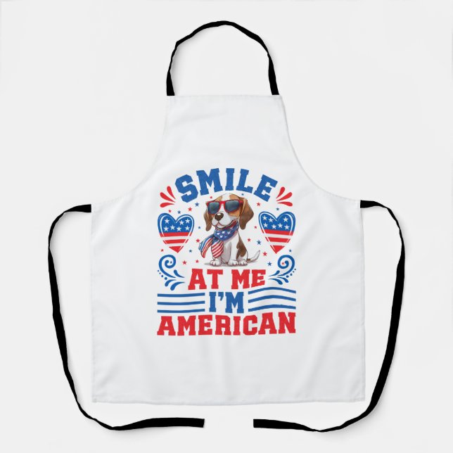 Patriotic Beagle Dog for 4th Of July Apron (Front)