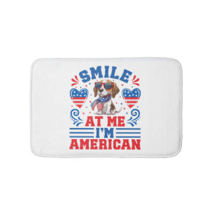 Patriotic Beagle Dog for 4th Of July Bath Mat