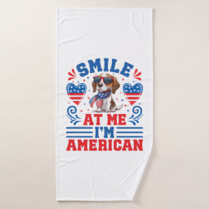 Patriotic Beagle Dog for 4th Of July Bath Towel