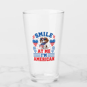 Patriotic Beagle Dog for 4th Of July Glass