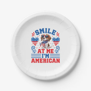 Patriotic Beagle Dog for 4th Of July Paper Plate