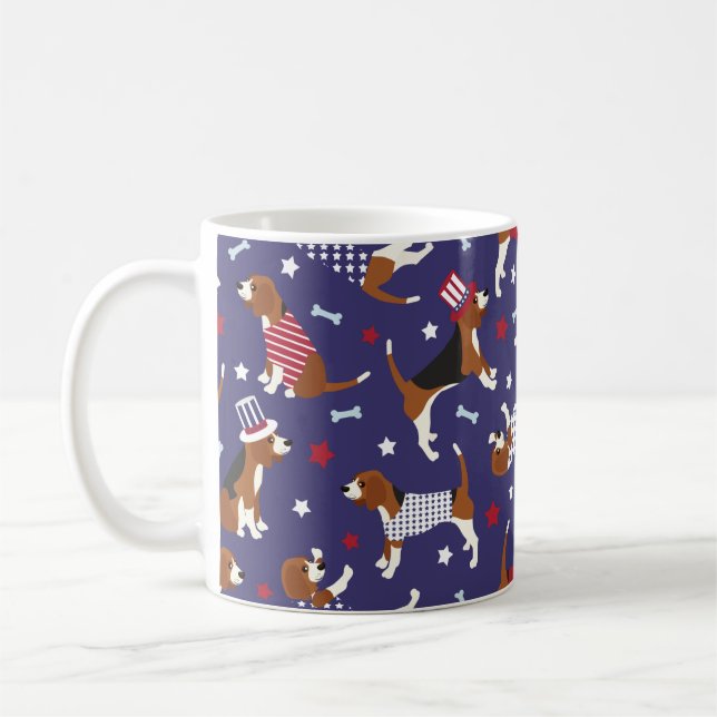 Patriotic Beagle Dog Pattern Coffee Mug (Left)