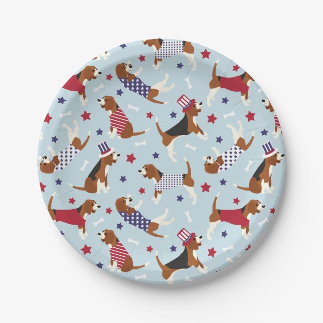Patriotic Beagle Dog Pattern Paper Plate (Front)