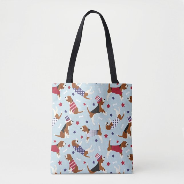 Patriotic Beagle Dog Pattern Tote Bag (Front)