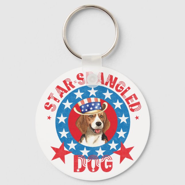 Patriotic Beagle Key Ring (Front)